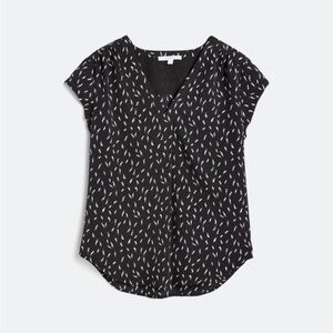 Lillian V Neck Black Patterned Women's Blouse